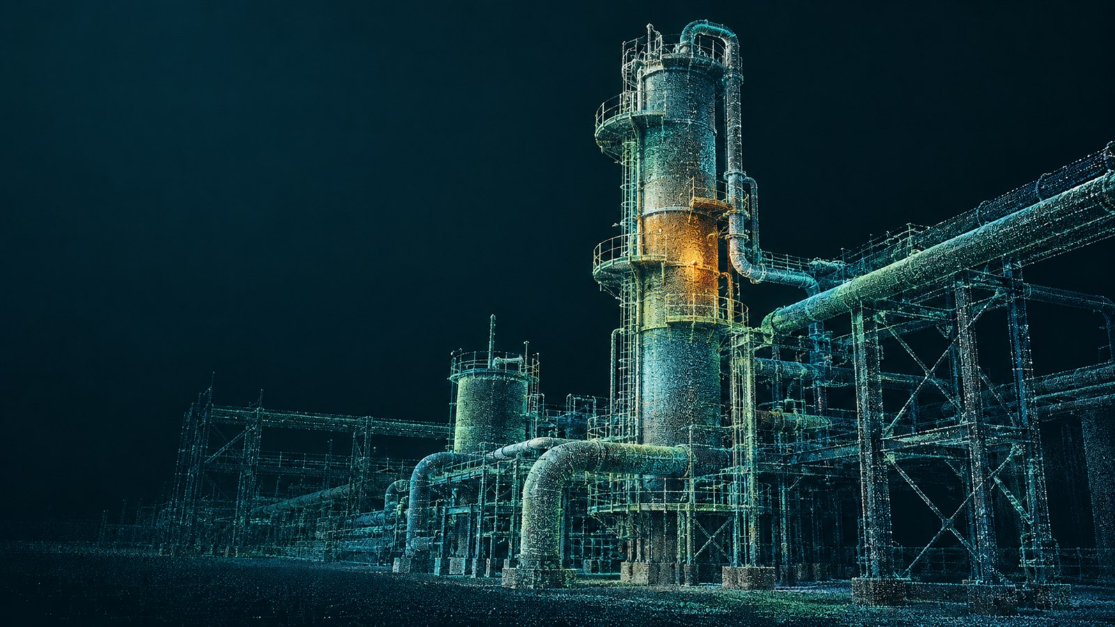 Synthetic point cloud of industrial pipework